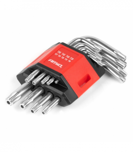 Klucze TORX krótkie CRV 9 szt. AMiO 01040