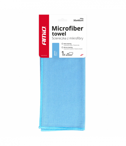 Ściereczka mikrofibra bezsmugowa do mycia czyszczenia szyb okien luster 30x40 cm AMiO 01747