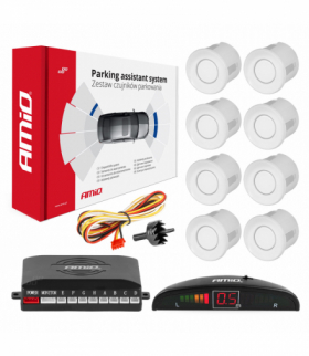 Zestaw czujników parkowania cofania LED 8 sensorów białe AMiO 01601