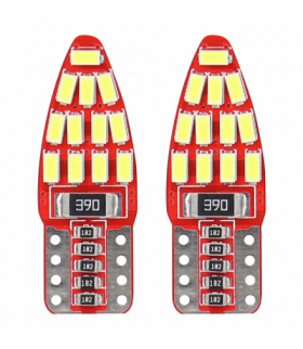 Żarówki LED CANBUS 24SMD 3014 T10e W5W boczne White 12V AMiO 01285