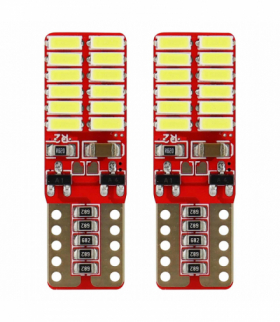 Żarówki LED CANBUS 24SMD 4014 T10e W5W White 12V 24V AMiO 01287