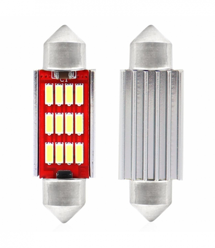 Żarówki LED CANBUS 4014 12SMD Festoon C5W C10W C3W 39mm White 12V 24V AMiO 01290