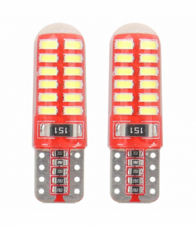 Żarówki LED CANBUS 24SMD 3014 T10e W5W SILCA White 12V AMiO 01444