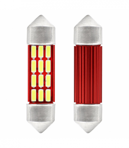 Żarówki LED CANBUS 4014 12SMD Festoon C5W C10W C3W 36mm White 12V 24V AMiO 01632