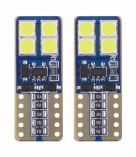 Żarówki LED CANBUS 8SMD 2835 T10e W5W White 12V 24V AMiO 01635