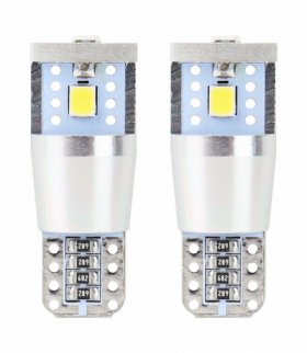 Żarówki LED CANBUS 3SMD 2835 T10e W5W ALU White 12V 24V AMiO 01637