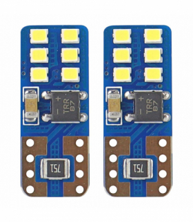 Żarówki LED CANBUS 12SMD UltraBright 2016 T10e W5W White 12V 24V AMiO 01638