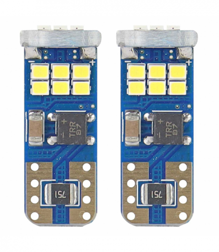Żarówki LED CANBUS 18SMD UltraBright 2016 T10e W5W White 12V 24V AMiO 01292