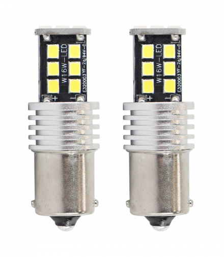 Żarówki LED CANBUS 2835 15SMD 1156 BA15S P21W R10W R5W White 12V 24V AMiO 01293