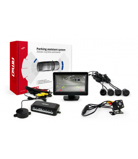 Zestaw czujników parkowania TFT01 4,3" z kamerą HD-315-LED 4 sensory czarne AMiO 01100