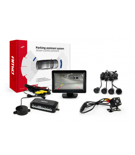 Zestaw czujników parkowania TFT01 4,3" z kamerą HD-315-LED 4 sensory czarne "GOLD" AMiO 01101