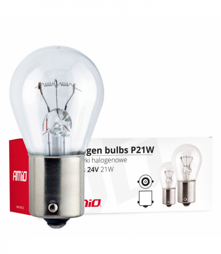 Żarówki halogenowe P21W BA15s 24V 10 szt. (E8) AMiO 01006