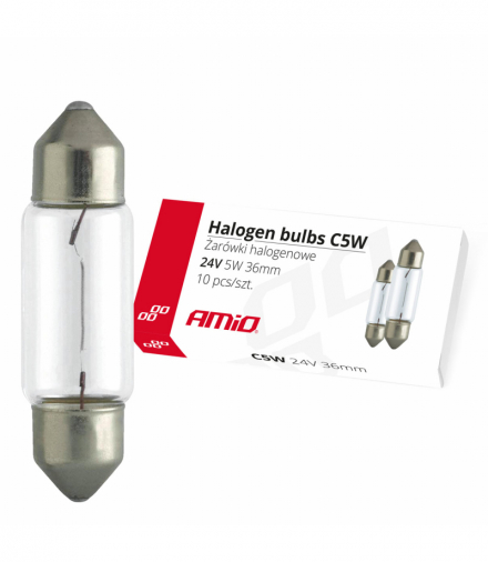 Żarówki halogenowe C5W Festoon 36mm 24V 10 szt. AMiO 01000