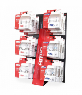 Zestaw 18 kompletów żarówek halogenowych LumiTec wraz z ekspozytorem AMiO 02100