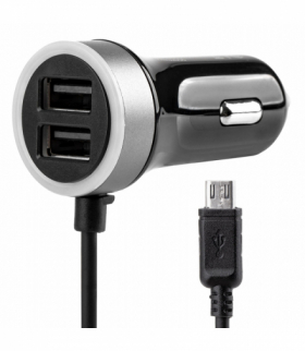 Ładowarka samochodowa PCH PRO-01 microUSB + 2x USB 2.4A 12V 24V AMiO 02056