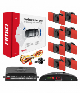 Zestaw czujników parkowania cofania LED 8 sensorów czarne wewnętrzne 16,5 mm AMiO 02256