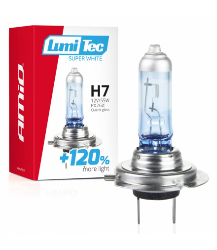 Żarówka halogenowa H7 12V 55W LumiTec Super White +120% AMiO 02138
