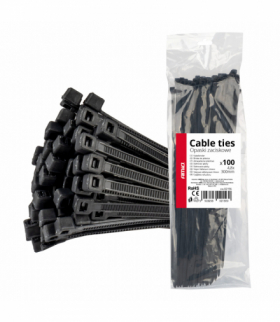 Taśmy opaski zaciskowe kablowe czarne 4,8x300mm - 100 szt. AMiO 02156