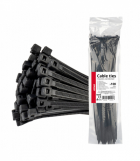 Taśmy opaski zaciskowe kablowe czarne 4,8x350mm - 100 szt. AMiO 02157