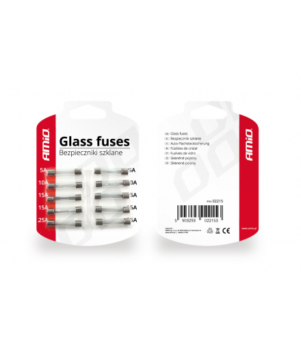 Bezpieczniki szklane 10 szt. zestaw AMiO 02215
