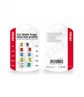 Bezpieczniki samochodowe płytkowe niski profil zestaw komplet 10 szt. AMiO 02216