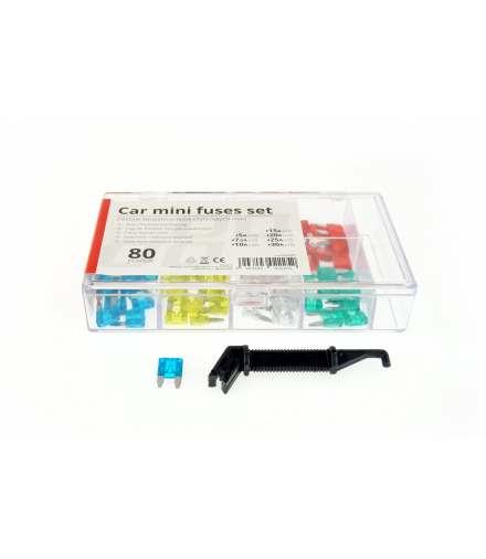 Bezpieczniki samochodowe płytkowe mini zestaw komplet 80 szt. MIX AMiO 02225