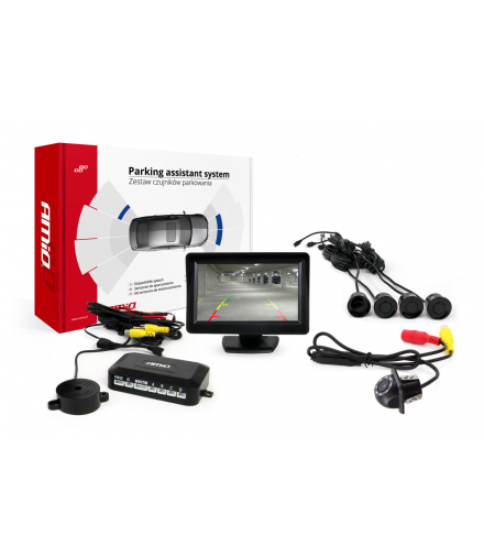 Zestaw czujników parkowania TFT01 4,3" z kamerą HD-305 LED 4 sensory czarne AMiO 02260