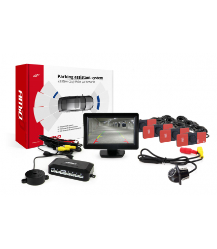 Zestaw czujników parkowania TFT01 4,3" z kamerą HD-305 LED 4 sensory czarne wewnętrzne AMiO 02264