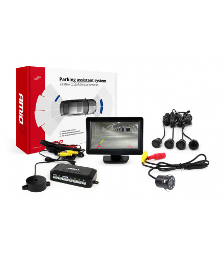 Zestaw czujników parkowania TFT01 4,3" z kamerą HD-307-IR 4 sensory czarne "GOLD" AMiO 02268