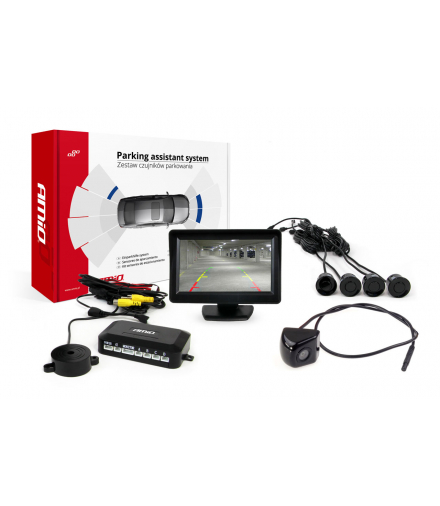 Zestaw czujników parkowania TFT01 4,3" z kamerą HD-310 4 sensory czarne AMiO 02271