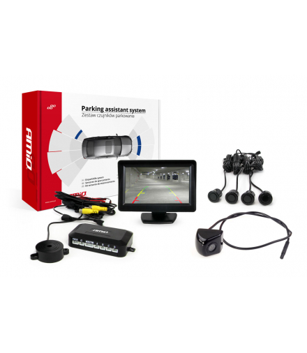 Zestaw czujników parkowania TFT01 4,3" z kamerą HD-310 4 sensory czarne "GOLD" AMiO 02274