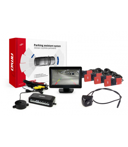 Zestaw czujników parkowania TFT01 4,3" z kamerą HD-310 4 sensory czarne wewnętrzne AMiO 02275