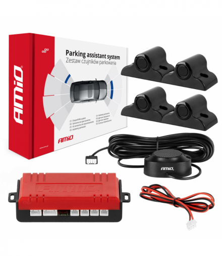 Zestaw czujników parkowania cofania Buzzer 4 sensory czarne TRUCK BUS 19 mm AMiO 02278