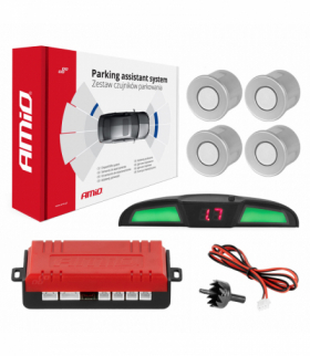 Zestaw czujników parkowania cofania LED COB 4 sensory srebrne AMiO 02282