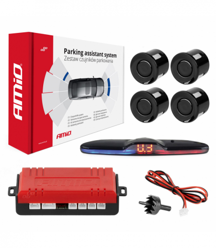 Zestaw czujników parkowania czujniki cofania MAX LED 4 sensory czarne AMiO 02287