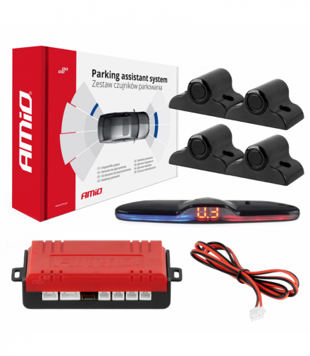 Zestaw czujników parkowania czujniki cofania MAX LED 4 sensory czarne 19 mm TRUCK AMiO 02292
