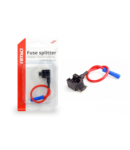 Adapter bezpiecznikowy dodatkowy bezpiecznik bajpas MICRO niski profil 20A AMiO 02332