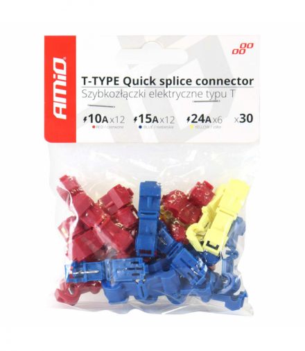 Szybkozłączki elektryczne konektory Typ-T 30 szt. mix AMiO 02347