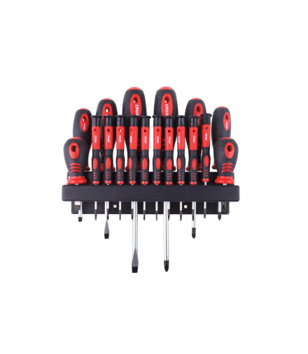 Śrubokręty zestaw wkrętaków z wieszakiem CR-V 18 szt. AMiO 02411