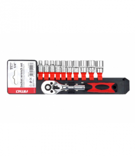 Klucz nasadowy grzechotka zestaw 11 szt. 1/4" 4-13mm AMiO 02413