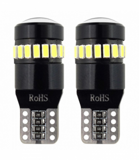 Żarówki LED CANBUS 18SMD 3014 + 1SMD 1SMD T10 W5W White 12V 24V AMiO 02446