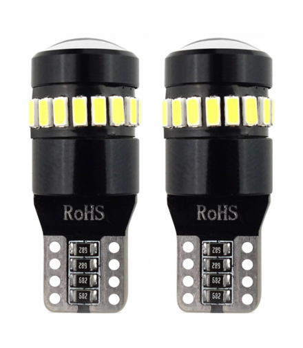 Żarówki LED CANBUS 18SMD 3014 + 1SMD 1SMD T10 W5W White 12V 24V AMiO 02446