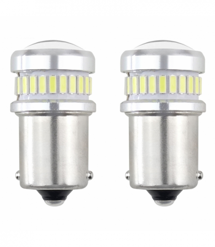 Żarówki LED CANBUS 3014 24SMD + 3030 6SMD BA15S P21W R10W R5W White 12V 24V AMiO 02448