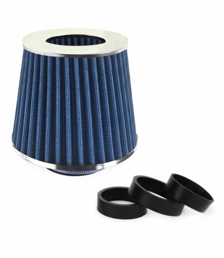 Filtr powietrza stożkowy uniwersalny niebieski + 3 adaptery AMiO 02458