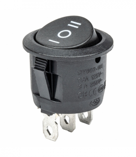 Włącznik czarny okrągły 12/230V BU03 AMiO 02463