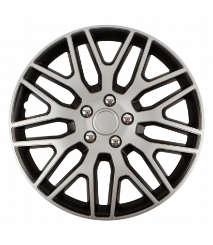 Kołpak samochodowy czarno srebrny ze śrubami chrom DAKAR NC 14" cali Versaco 10942