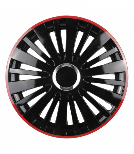 Kołpak samochodowy Falcon 15" cali czarny z czerwonym rantem Leoplast L58281