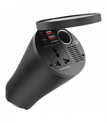 Przetwornica napięcia w kształcie kubka 12V/230V 150W/300W 2xUSB PI02 AMiO 02469