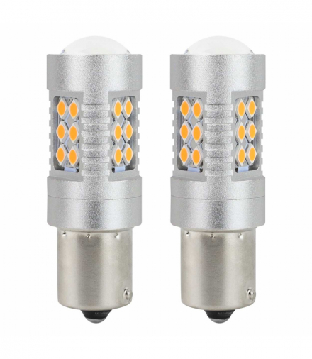 Żarówki LED CANBUS BAU15S PY21W Pomarańczowa Amber 12V 24V AMiO 02580