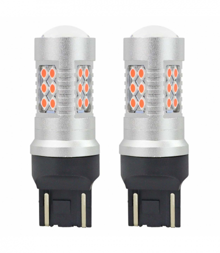 Żarówki LED CANBUS 24SMD T20 WR21/5W Red Czerwone 12V 24V AMiO 02581